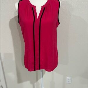 Calvin Klein Pink Sleeveless Blouse with Black Trim